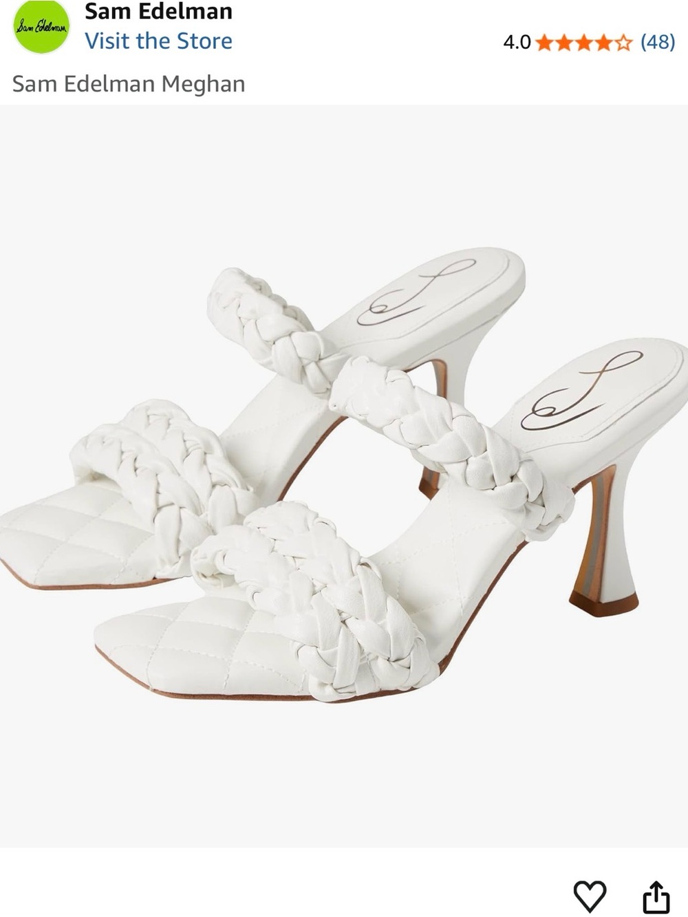 Sam Edelman White Braided Double-Strap Heeled Slides
